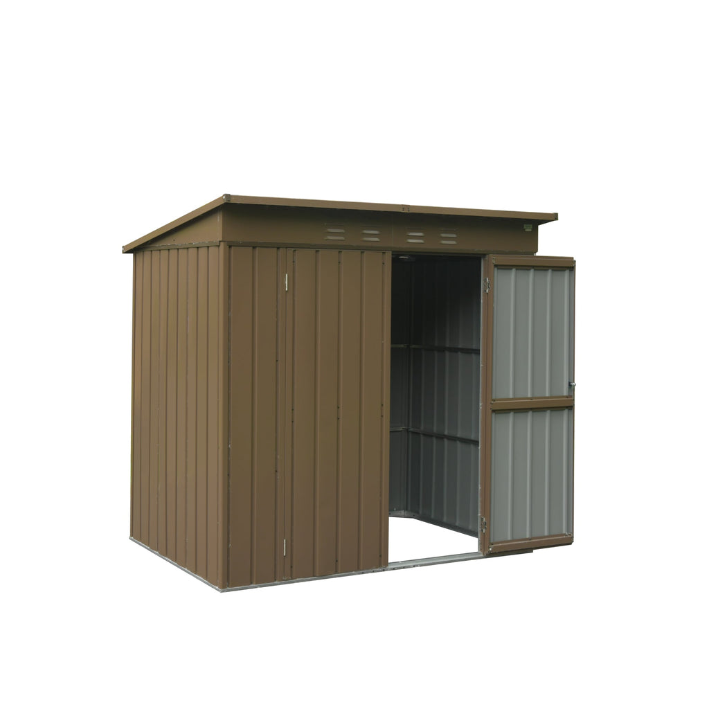 Outdoor Storage Shed 6x4 FT with Lockable Double Doors - Metal