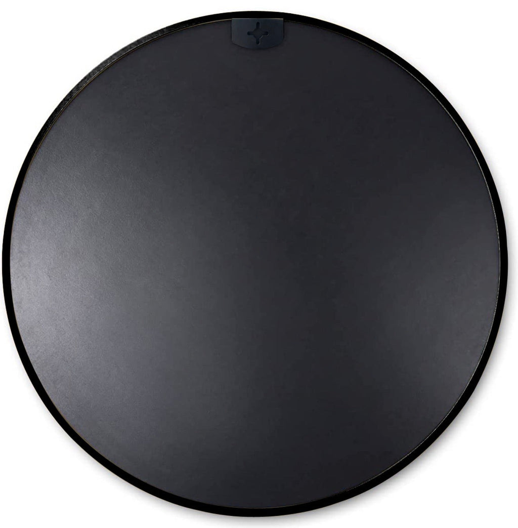 Black 20 Inch Metal Round Bathroom Mirror with Anti-Rust Frame - Black