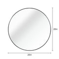 Black 20 Inch Metal Round Bathroom Mirror with Anti-Rust Frame - Black