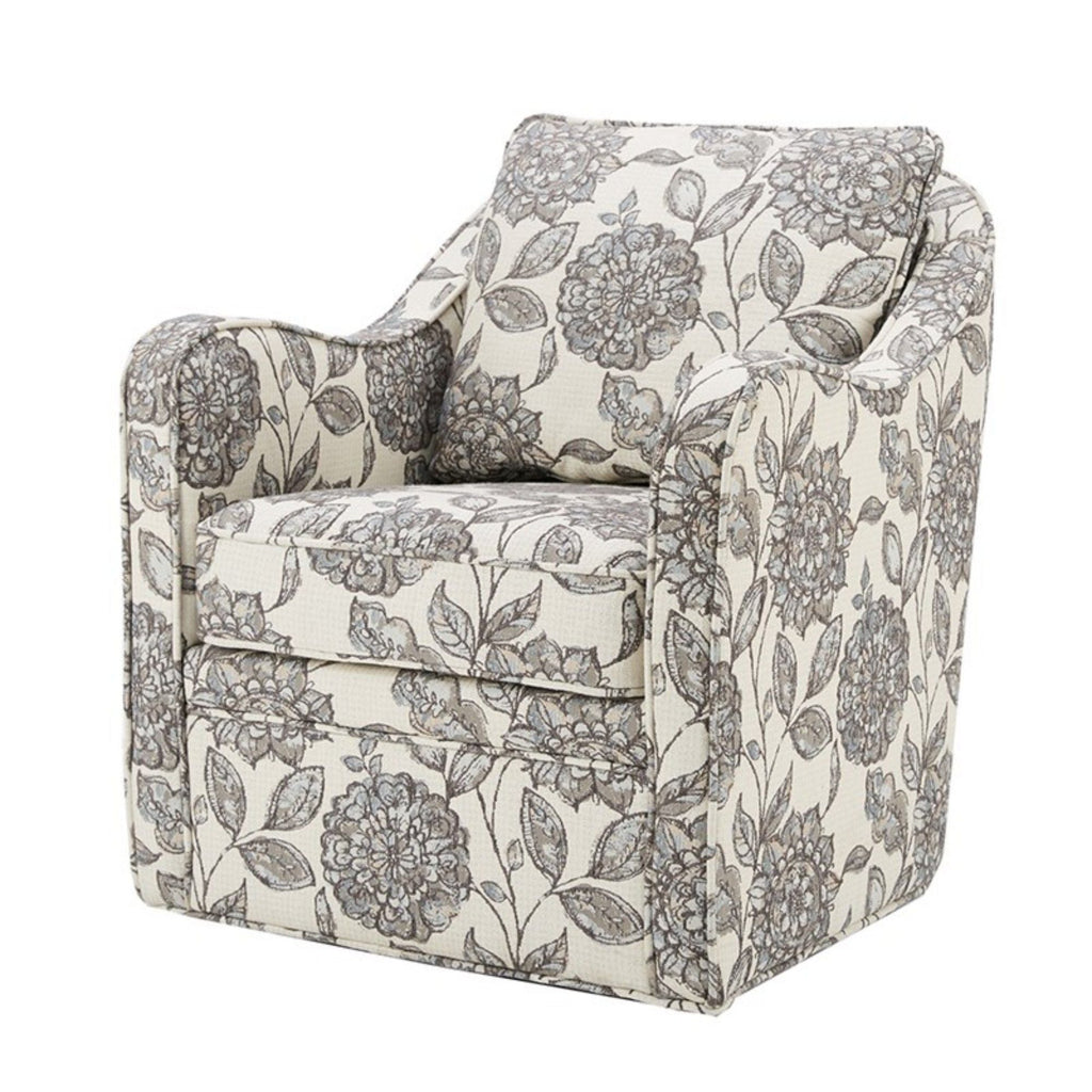 Wide Seat Swivel Arm Chair with 360 Degree Rotation - Gray or Beige