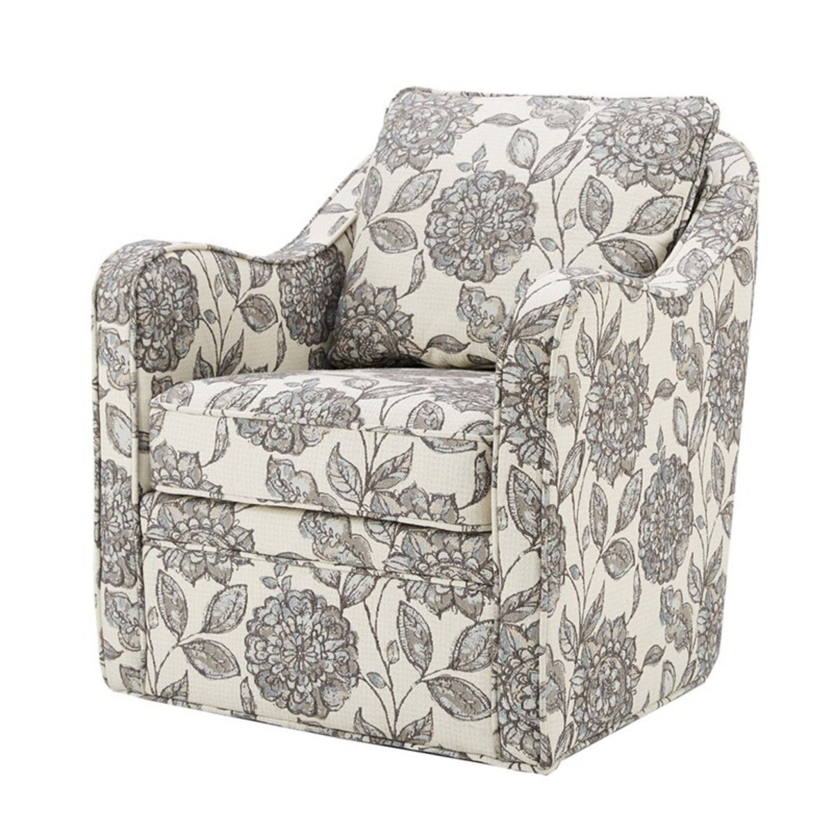 Wide Seat Swivel Arm Chair with 360 Degree Rotation - Gray or Beige