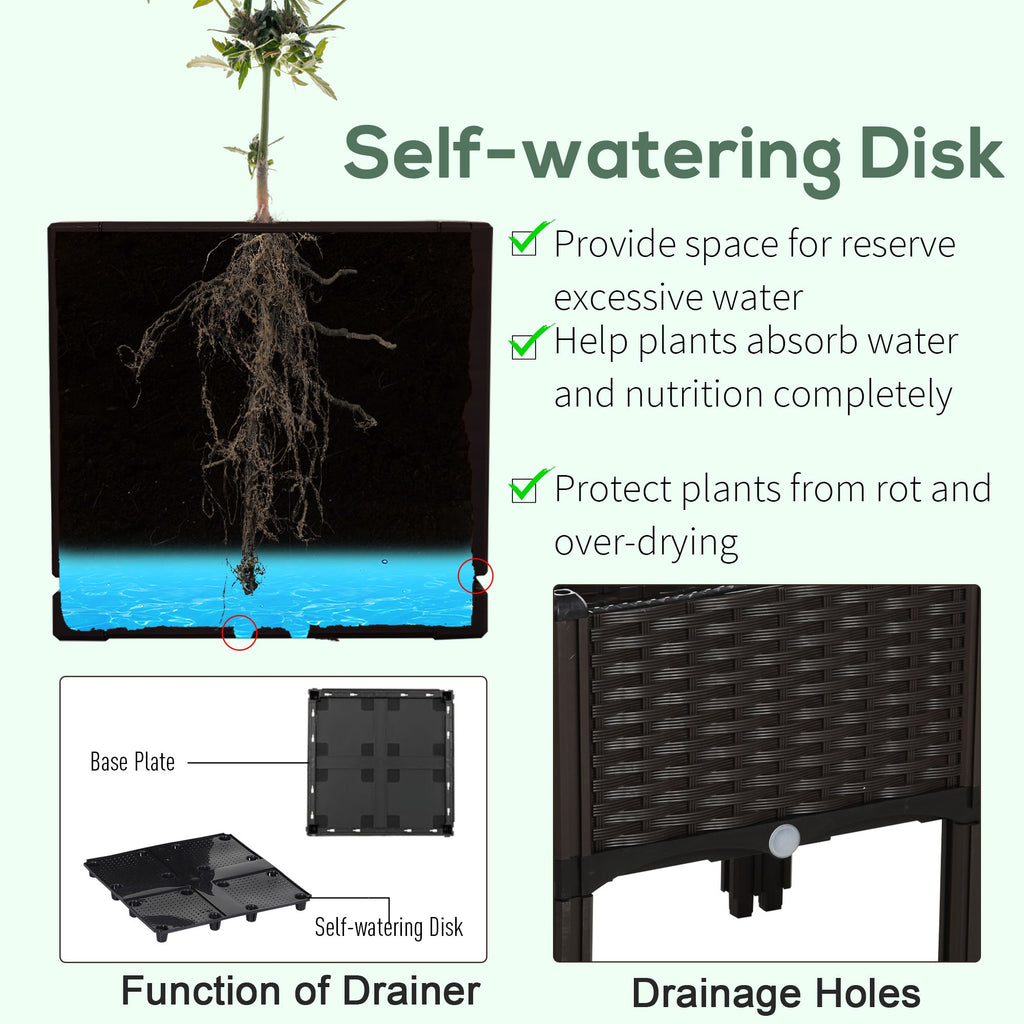 4 Piece Raised Garden Bed with Legs - Self-Watering Planter, Modular, Plastic