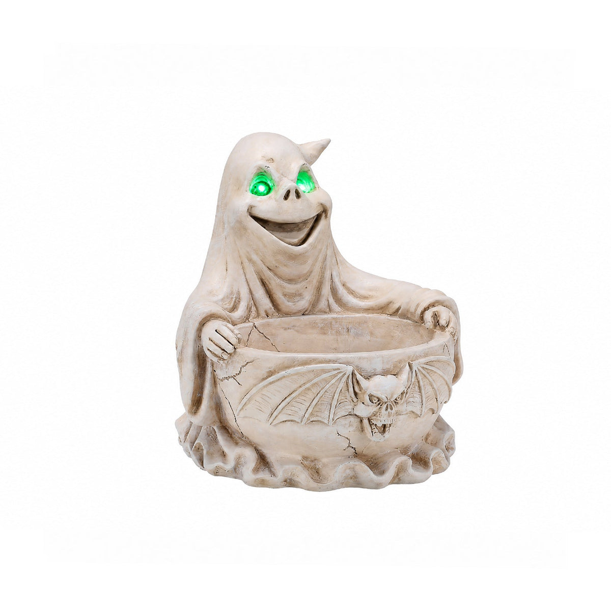 Halloween Ghost Storage Bowl Figurine with LED Light - White