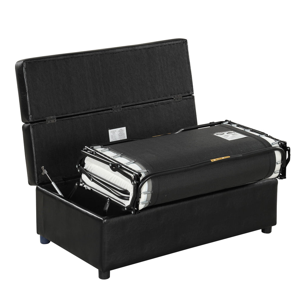 Twin Size Folding Ottoman Sleeper Bed with Mattress - Light Brown, Black, Dark Gray, White