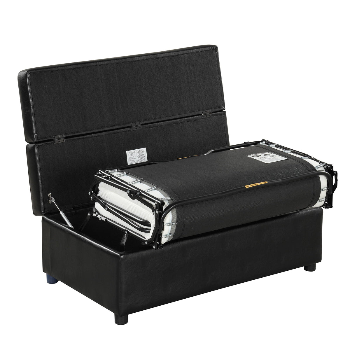 Twin Size Folding Ottoman Sleeper Bed with Mattress - Light Brown, Black, Dark Gray, White