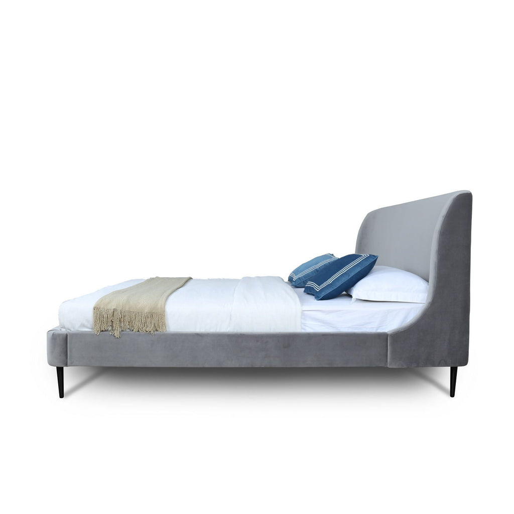 Heather Upholstered Bed with Curved Headboard - Multiple Colors
