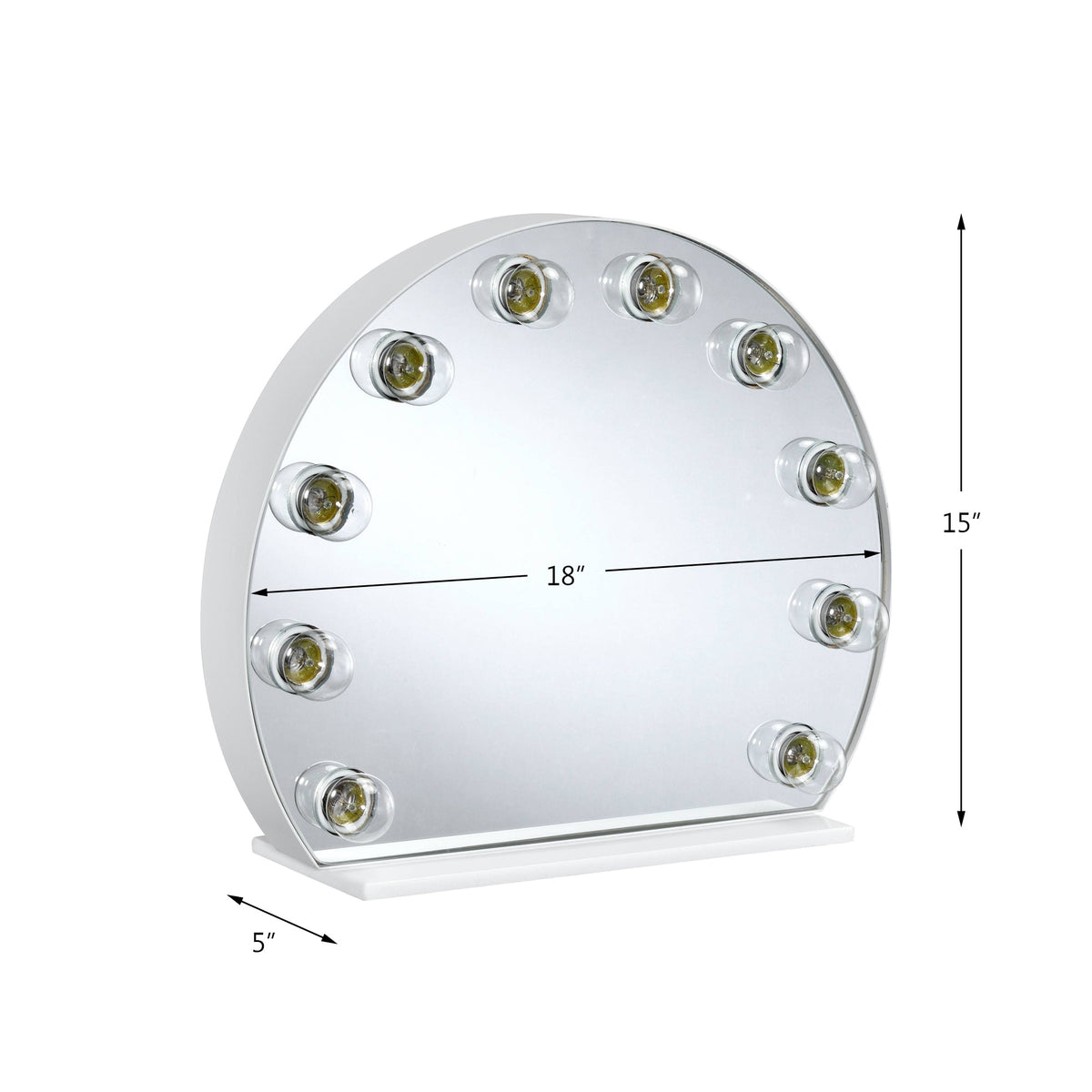 Hollywood Vanity Mirror with Contemporary Metal, Wood & Mirror Construction - White