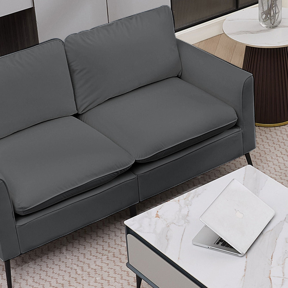 Upholstered Loveseat with Plush Headrest - Multiple Colors