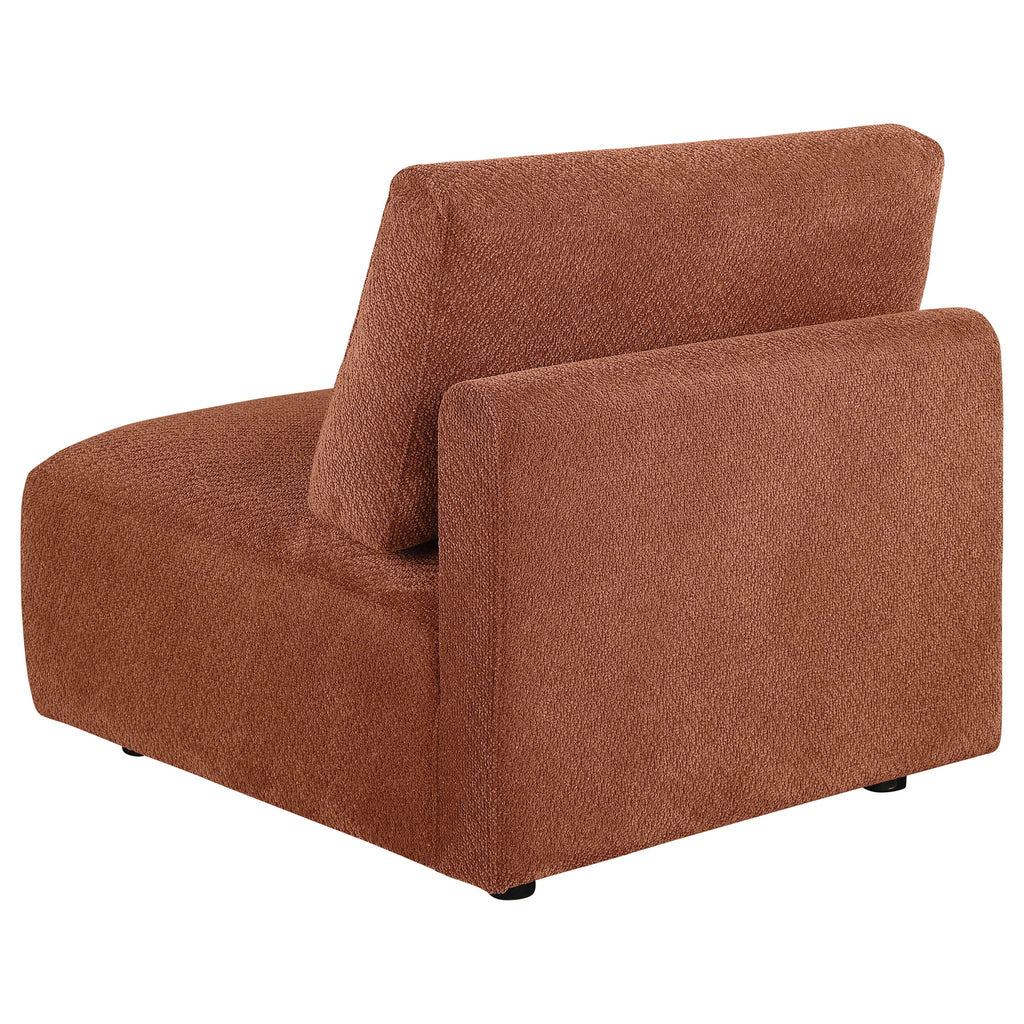 Elysia Chenille Upholstered Modular Armless Chair Coral