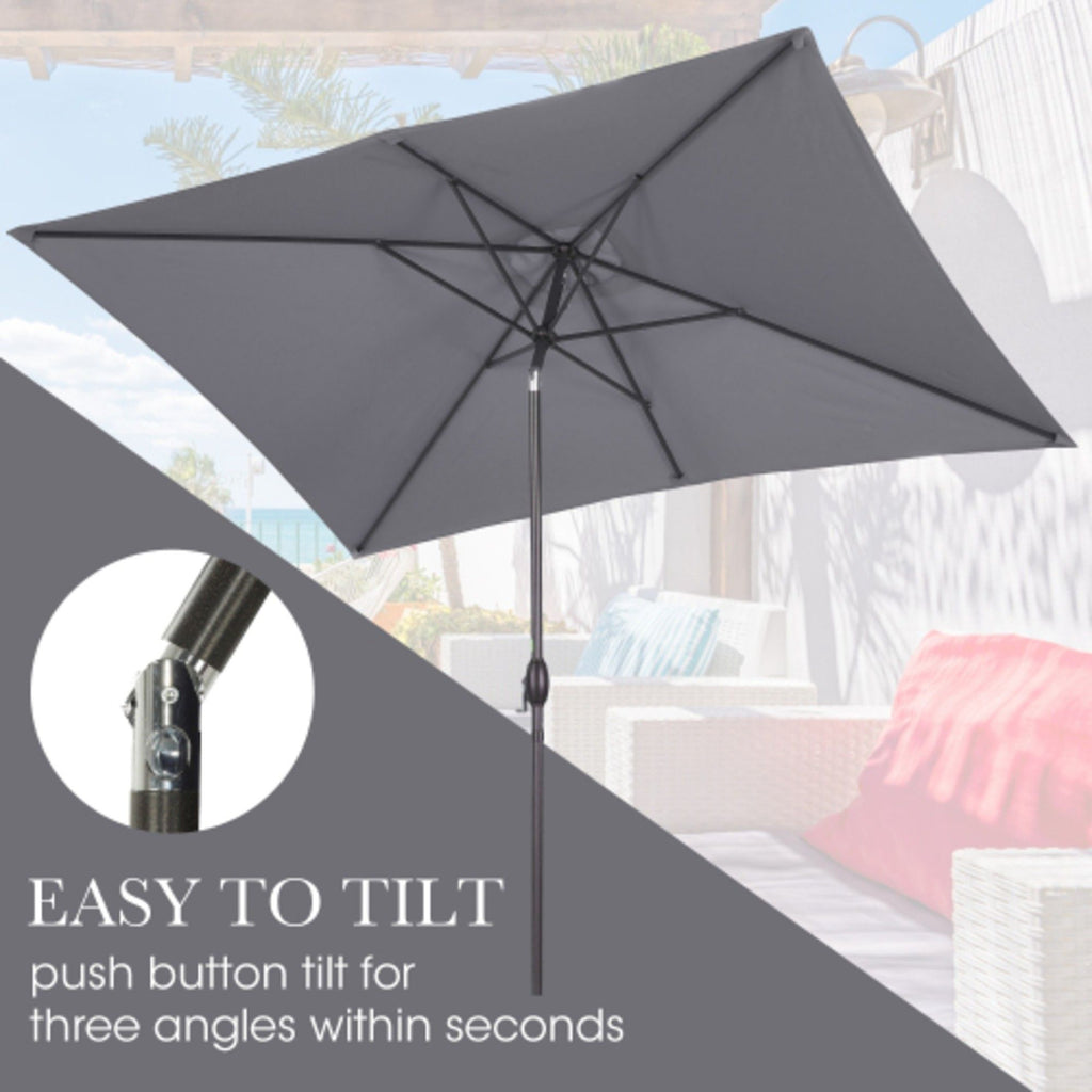 Rectangular Patio Umbrella with Crank Tilt - UV-Resistant Canopy