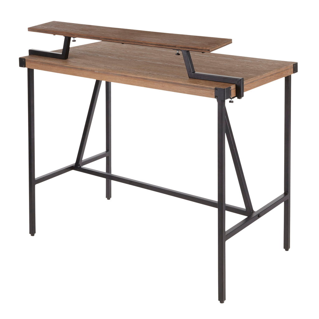 Industrial Counter Table with Metal Frame - Black or Dark Brown