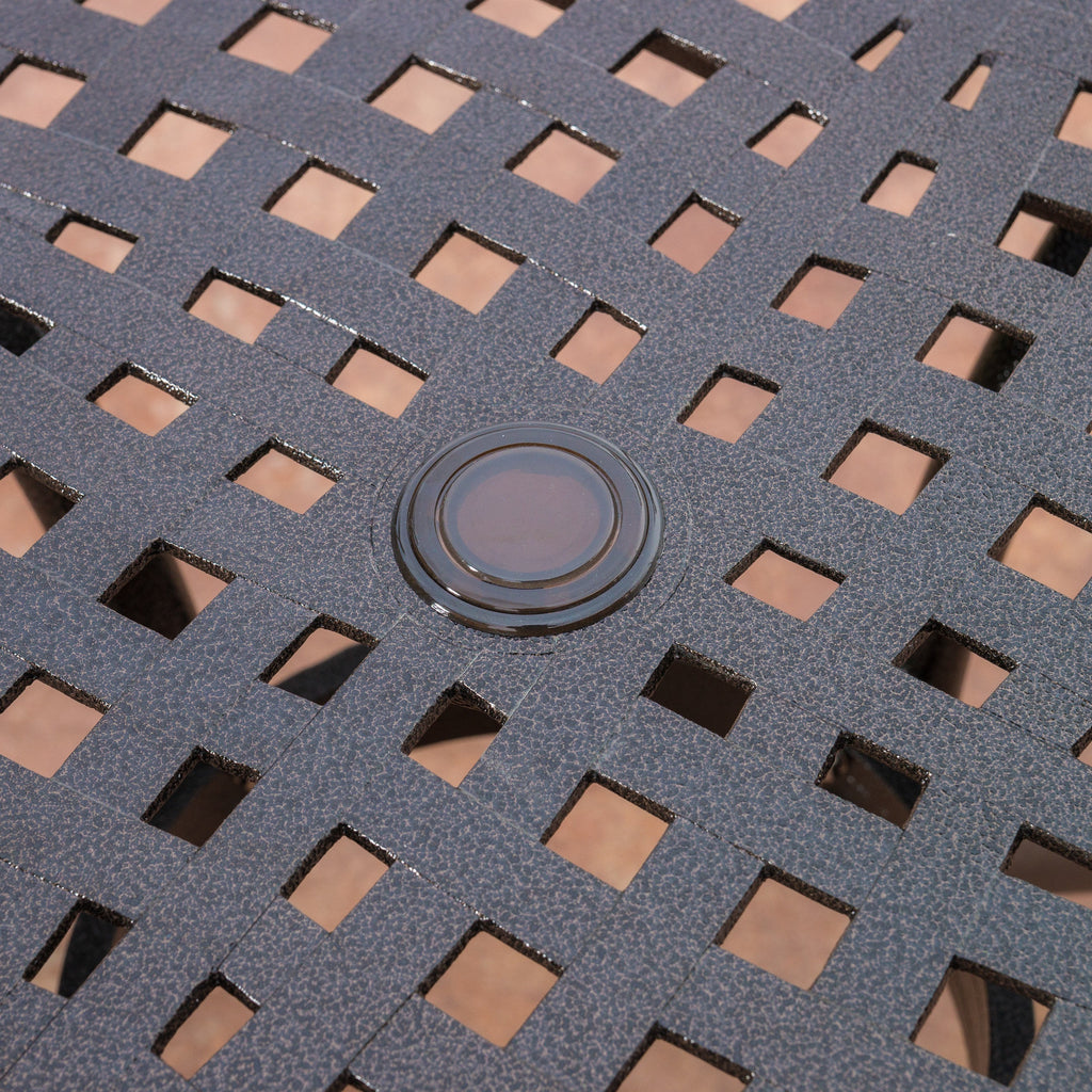Phoenix 48in Round Patio Table with Lattice Design - Hammered Bronze