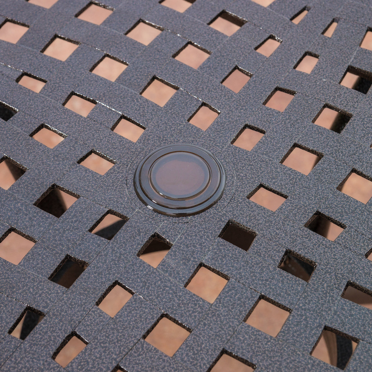 Phoenix 48in Round Patio Table with Lattice Design - Hammered Bronze