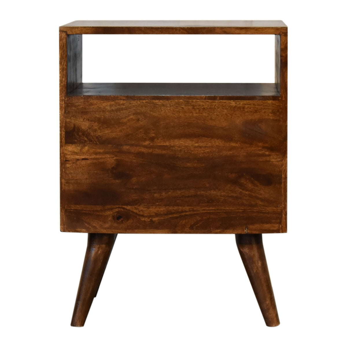 Classic Chestnut Nightstand with 2 Drawers and Nordic Legs