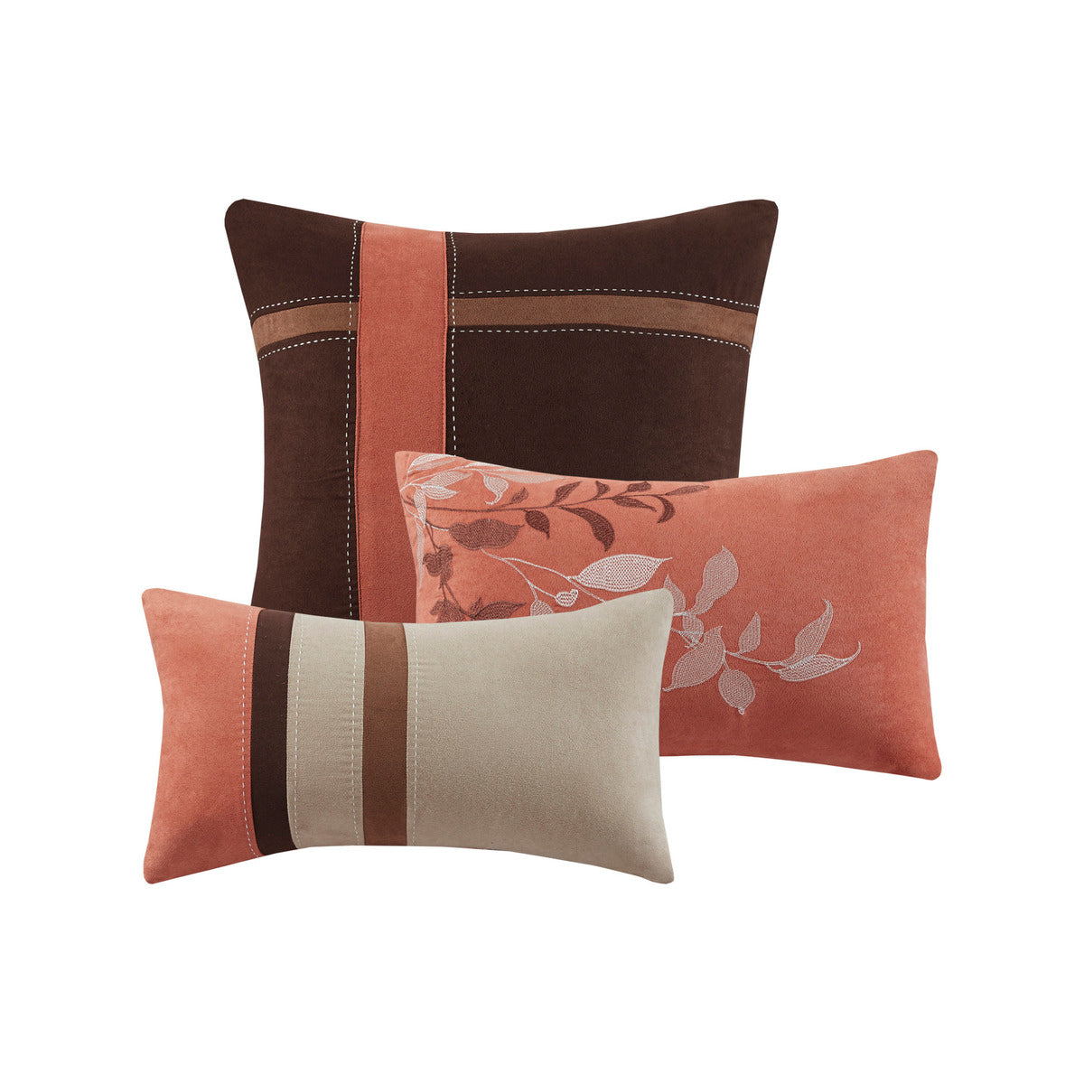 Faux Suede Queen Comforter Set with Hypoallergenic Fill - Coral