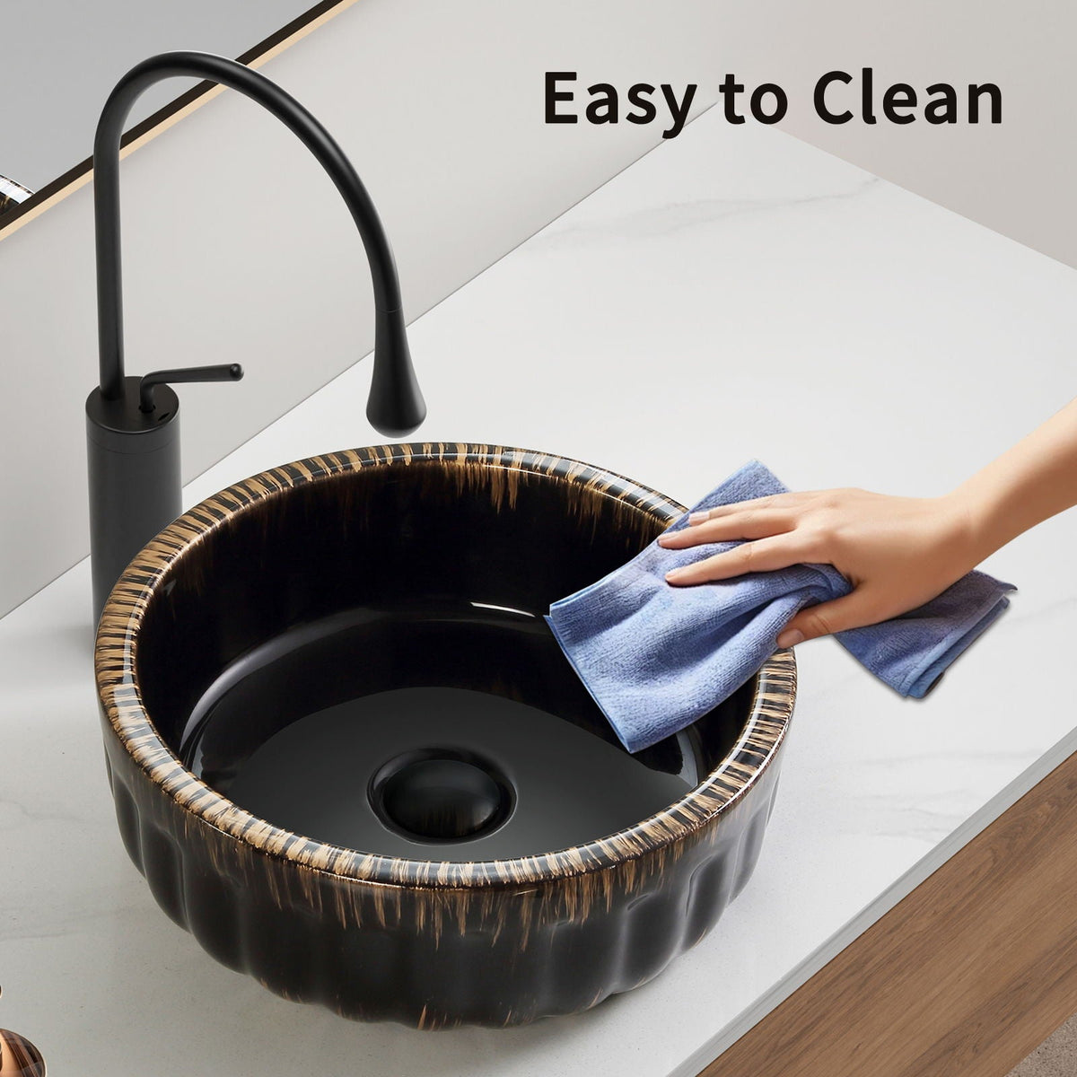 Black Vessel Sink with Modern Design - Black