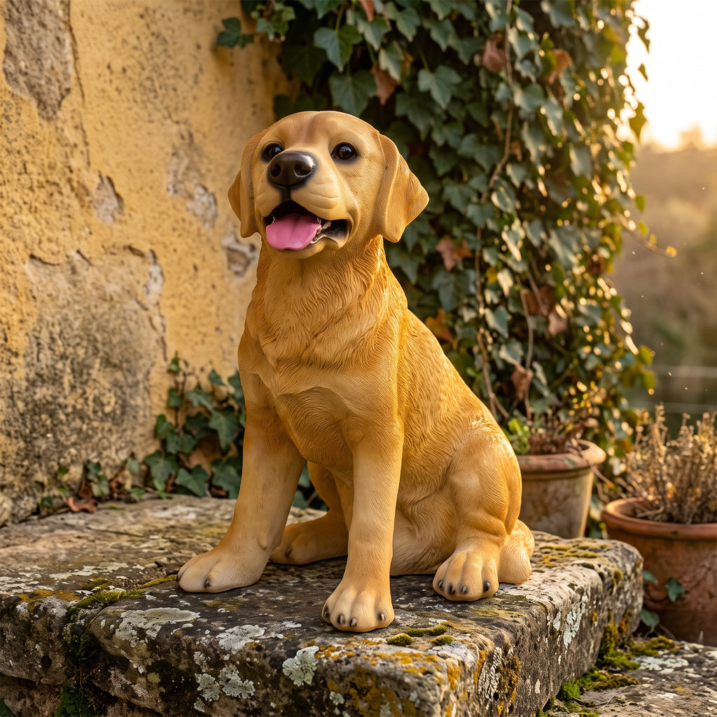 Labrador Resin Statue with Weather-Resistant Finish - Brown
