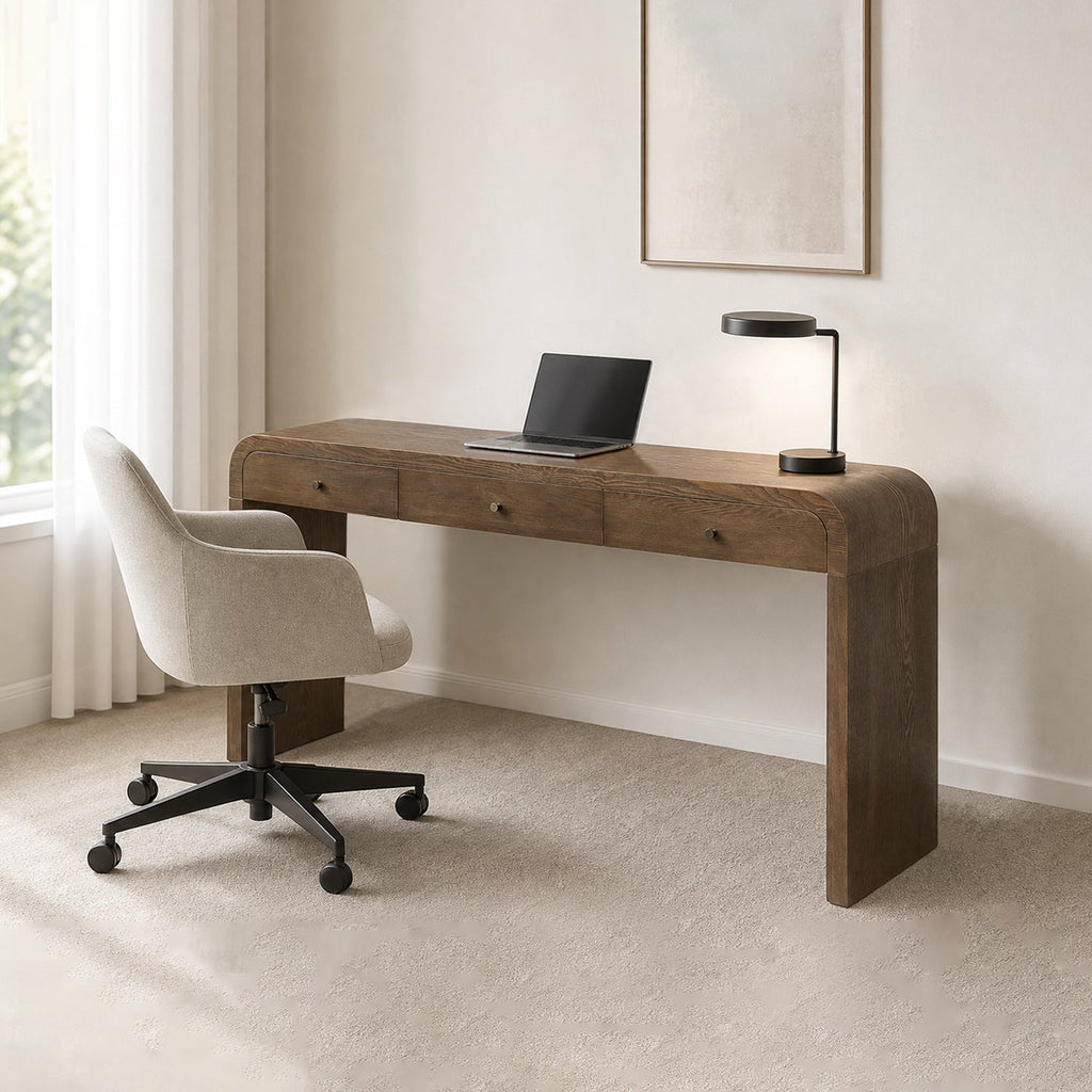 Dark Storage Table with 3 Drawers - Aged Blue & Dark Brown