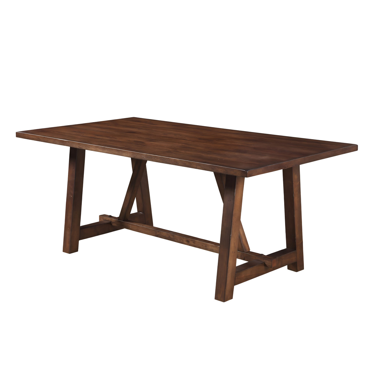 Farmhouse Style Dark Dining Table with Trestle Design - Dark Finish