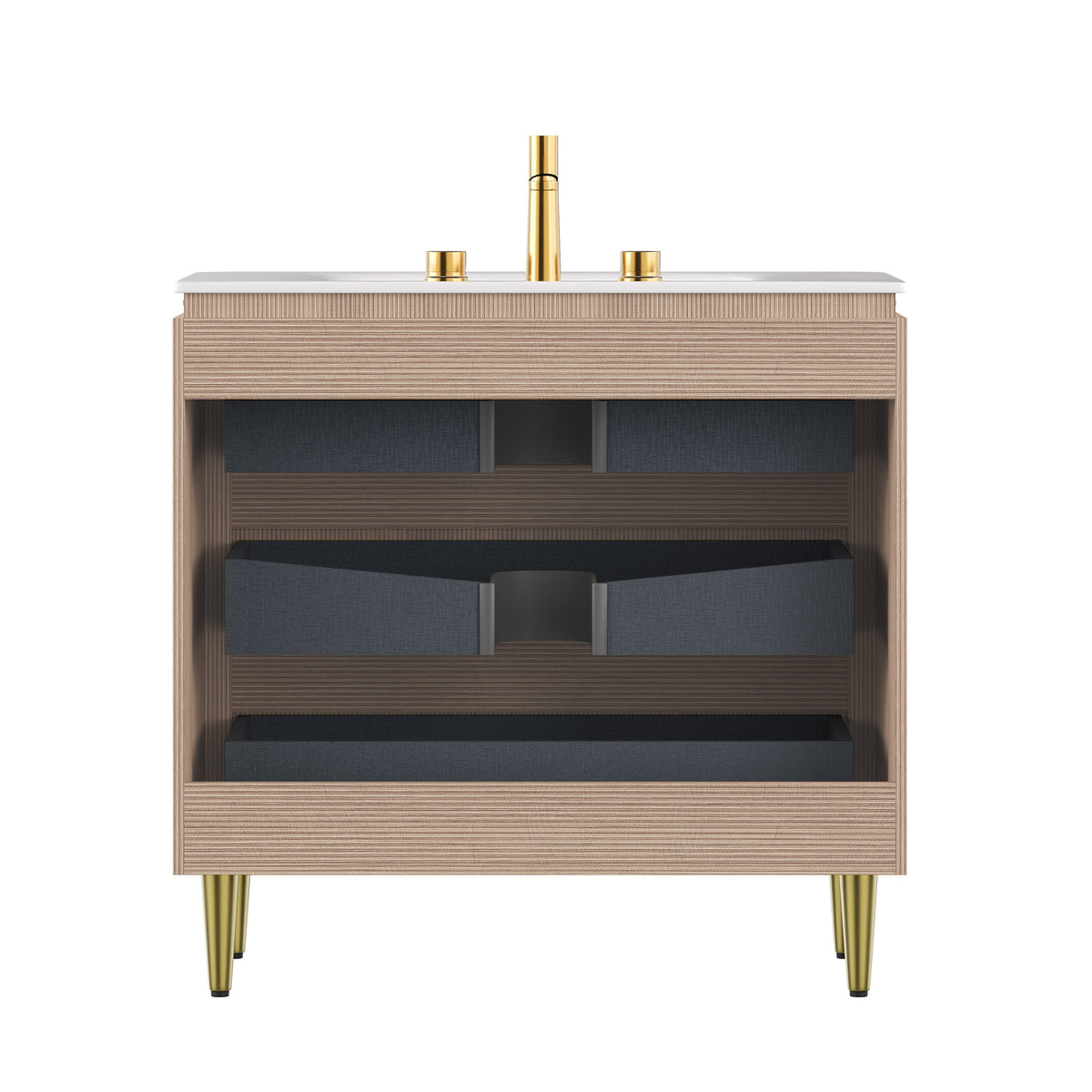 Amara 36'' Bathroom Vanity & Sink with Sintered Stone Basin - Carrara