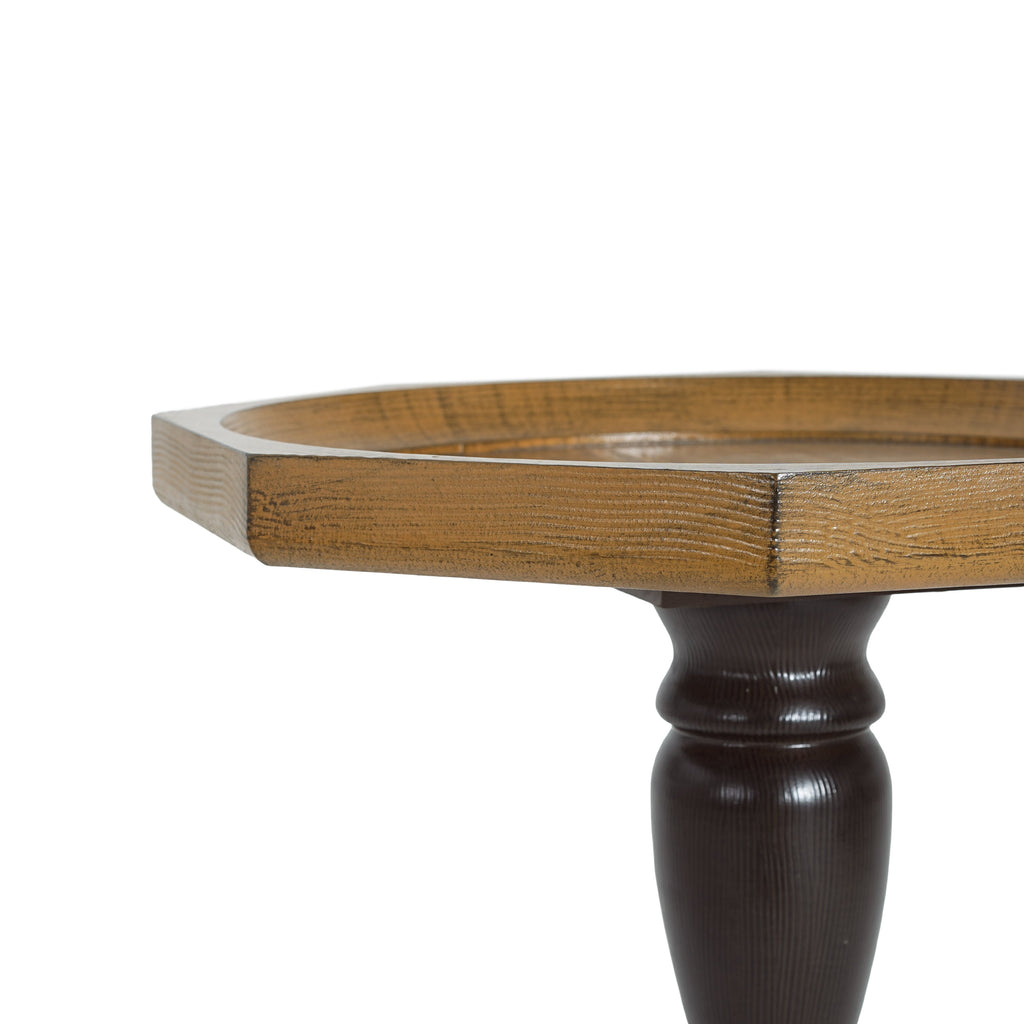 Natural & Black End Table with Octagonal Top – French Country Style