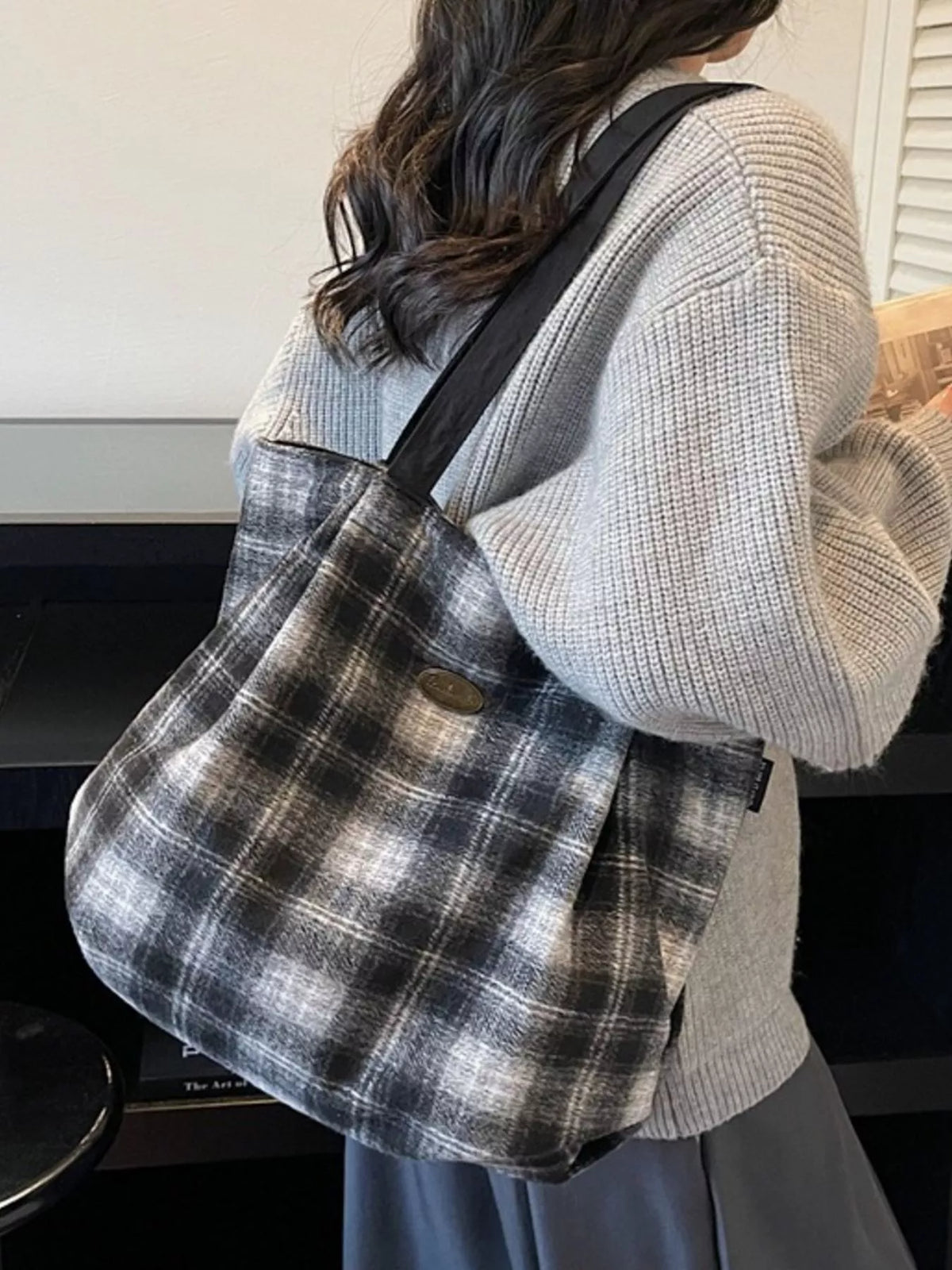 Plaid Pattern Casual Tote Bag