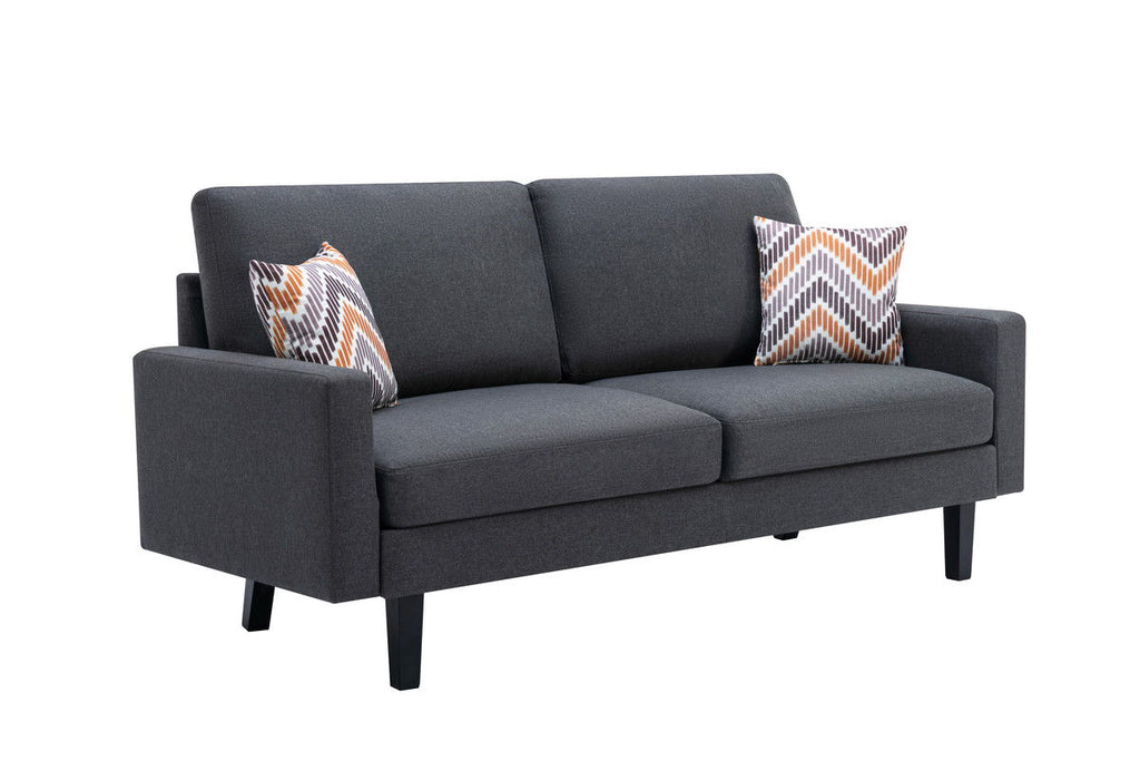 Minimalistic Stationary Sofa with 2 Throw Pillows - Select Color