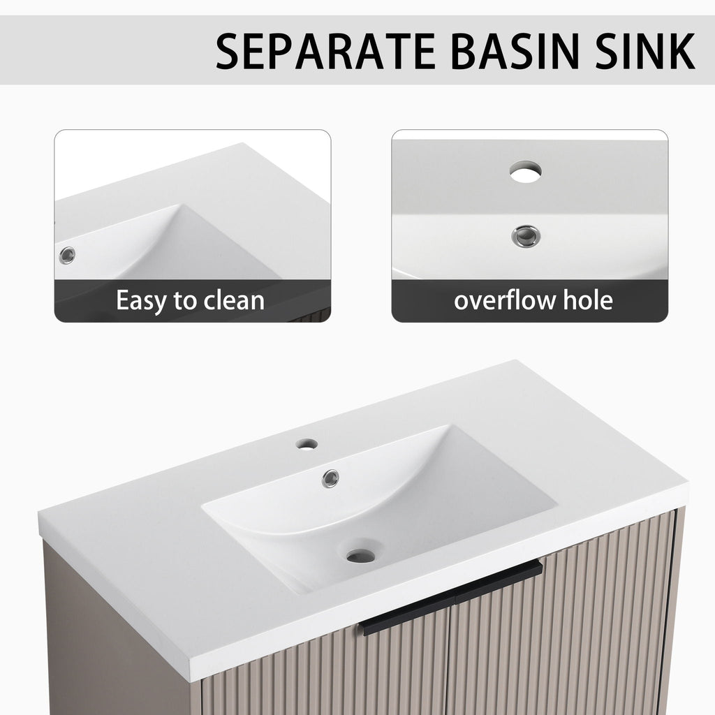 Contemporary Wall Mounted Bathroom Vanity With Resin Double Sink