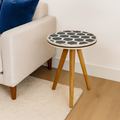 Solid Wood Bone Inlay Tripod Stool with Stylish Tripod Design