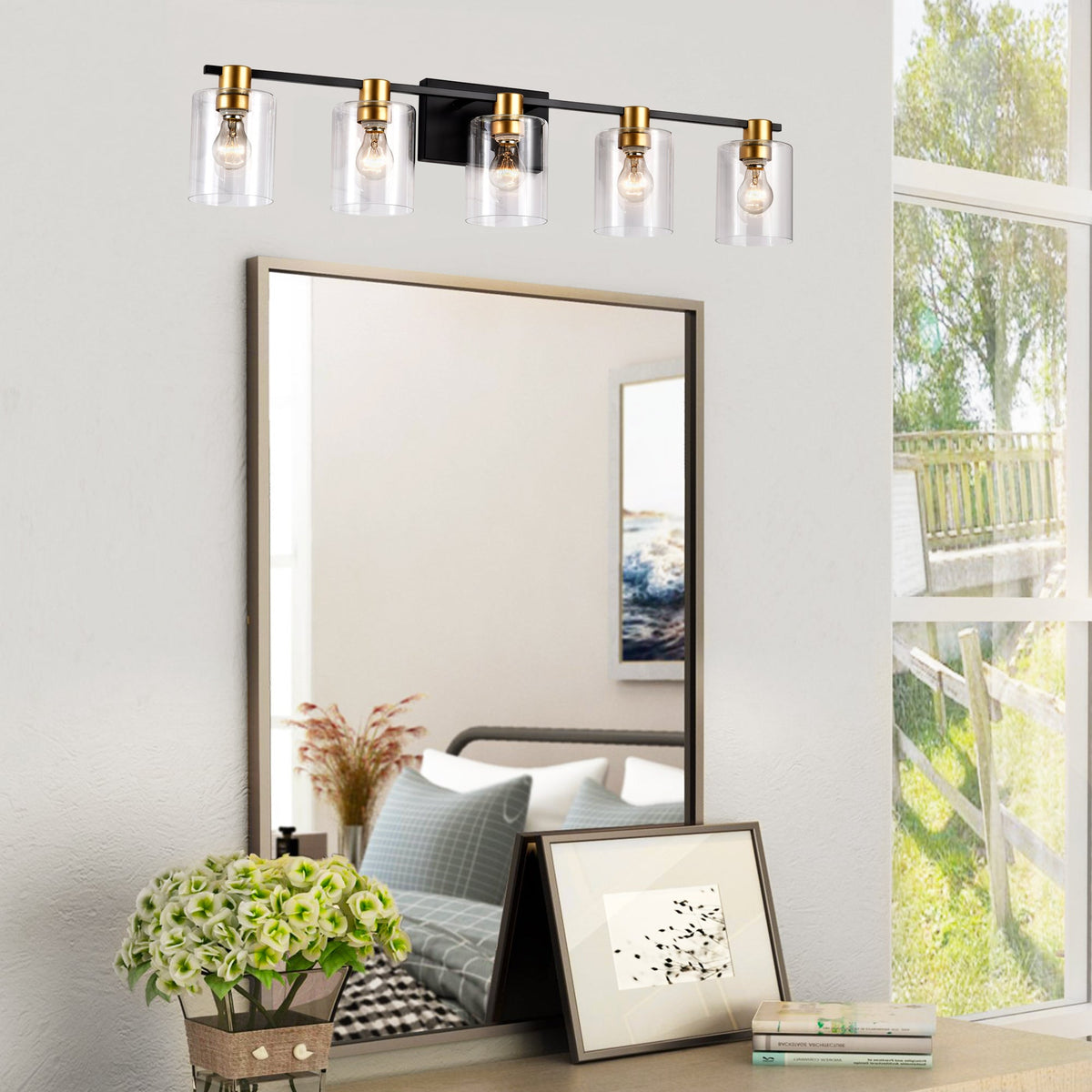 5-Light Matte Bathroom Lighting with Metal Construction - Matte Finish