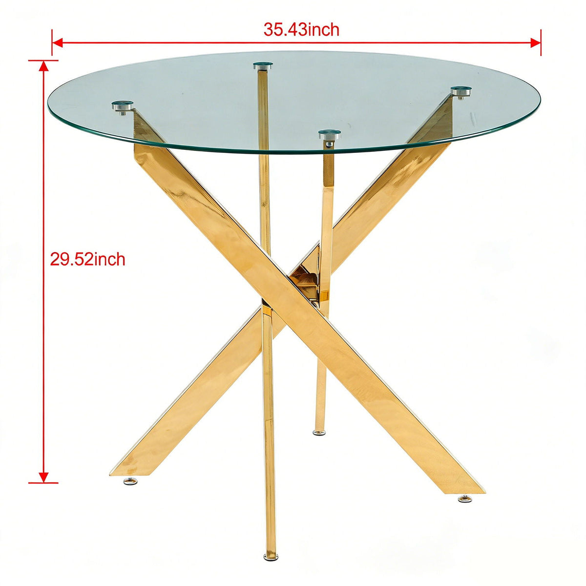 Dining Table With Cross Metal Leg And Tempered Glass