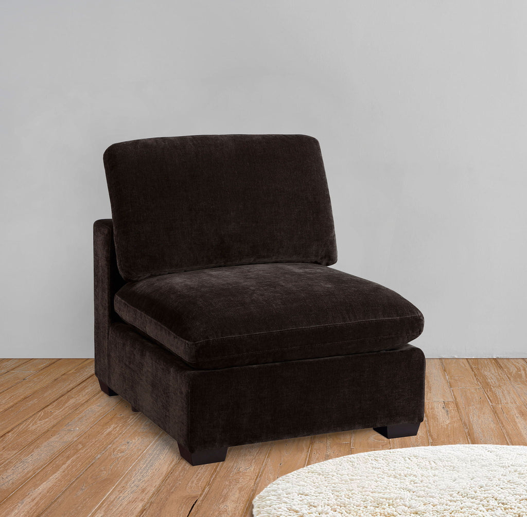 Lakeview Upholstered Armless Chair Dark Chocolate