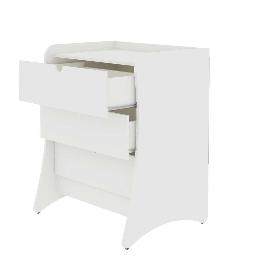 Nightstand with 3 Drawers and Quiet Glide - White or Dark Gray