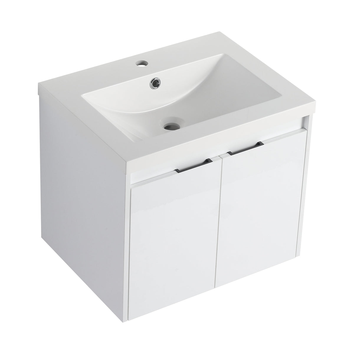 24" Bathroom Vanity with Resin Sink and Soft Close Doors - White