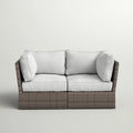 Modern Patio Wicker Loveseat with Cushions - Dark Brown or Gray