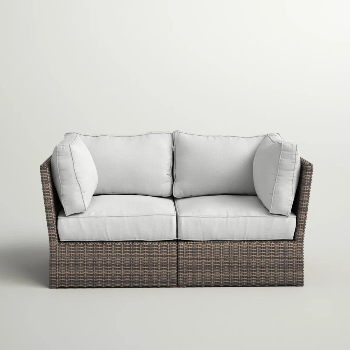 Modern Patio Wicker Loveseat with Cushions - Dark Brown or Gray
