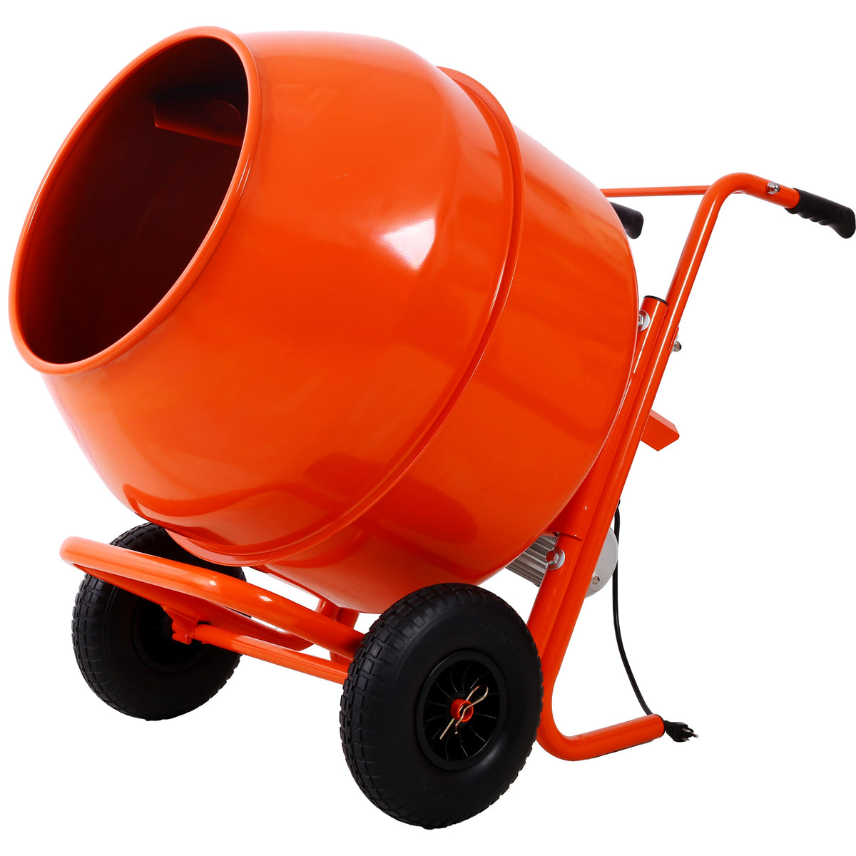 224L 8CUFT Portable Cement Mixer with Steel Drum - Grey
