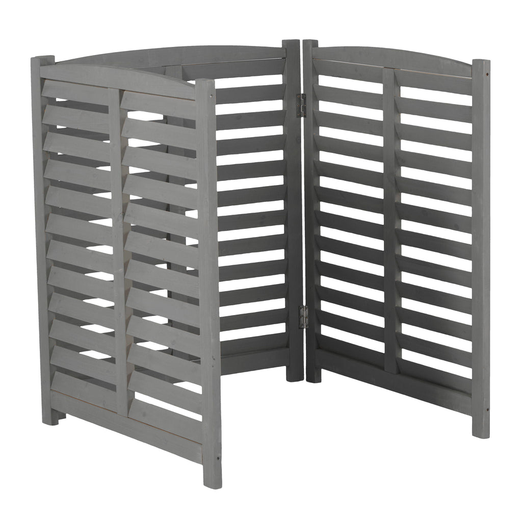 3 Panel Outdoor Wooden Air Conditioner Fence with Privacy Screen - Light Brown or Dark Gray