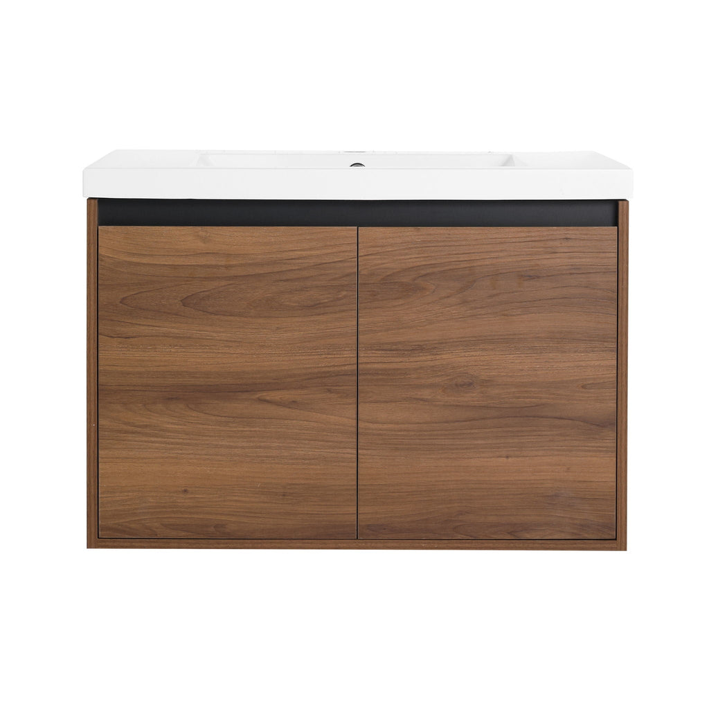 Bathroom Vanity Set with Resin Countertop Sink - Dark Brown