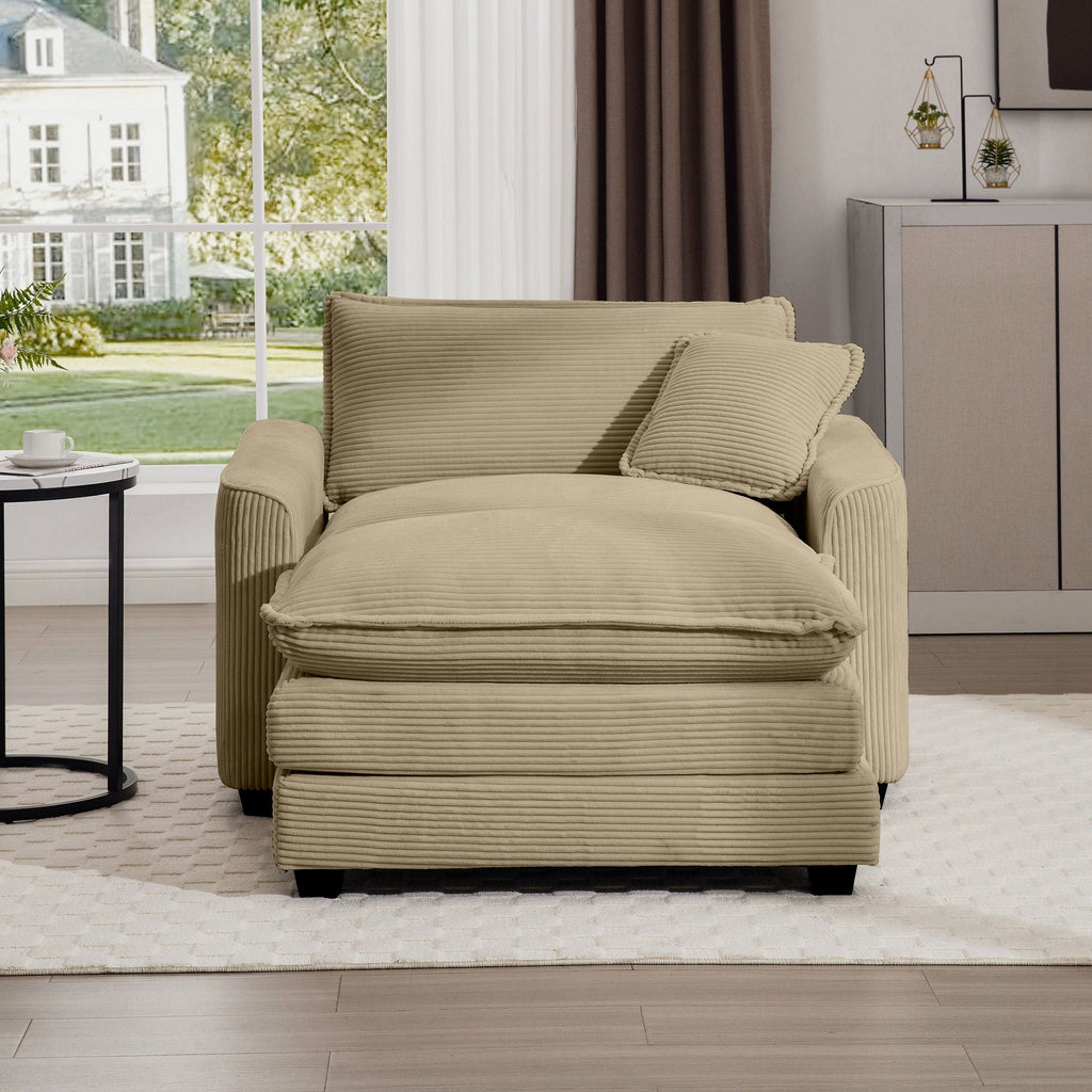 Modern Comfortable Single Chair & Ottoman with Deep Seat - Multiple Colors
