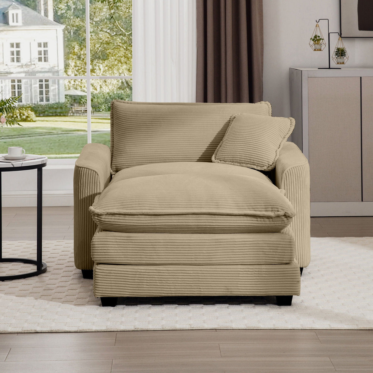 Modern Comfortable Single Chair & Ottoman with Deep Seat - Multiple Colors