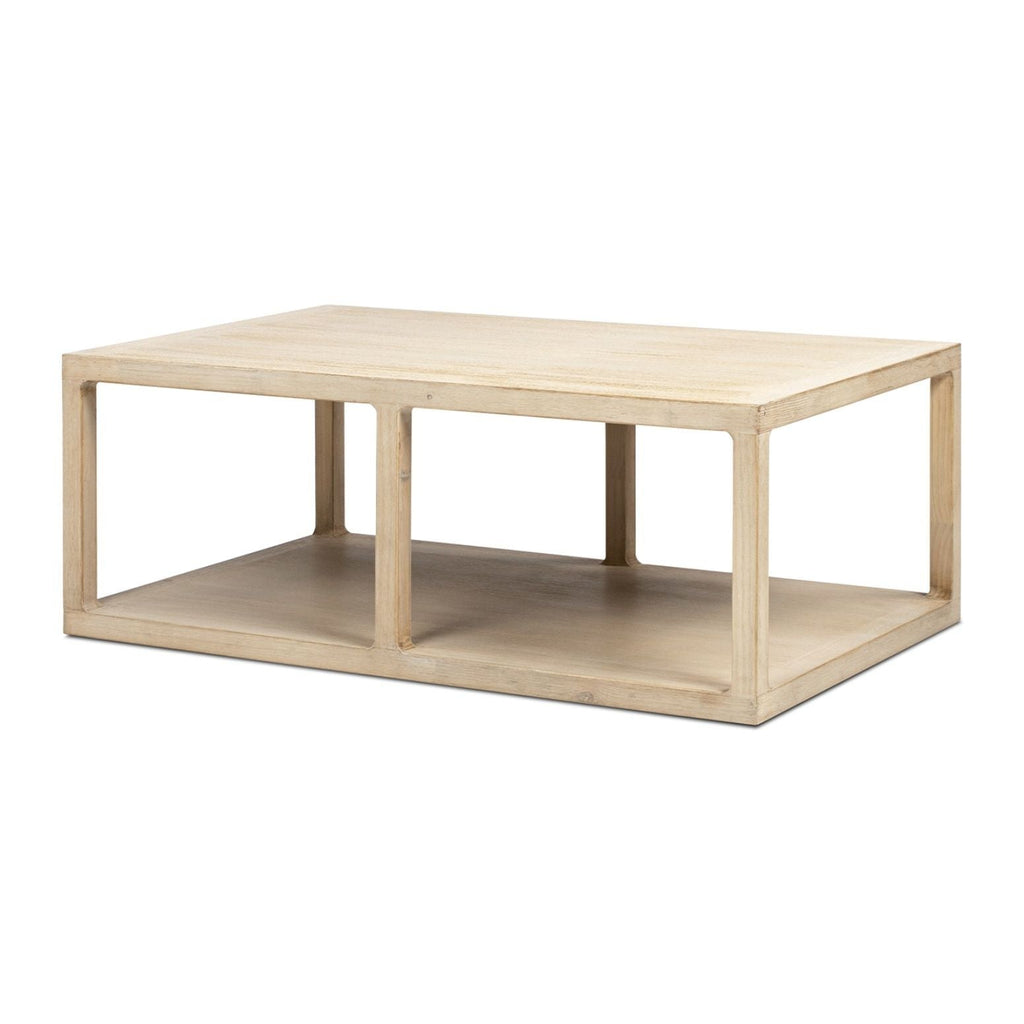 Natural Reclaimed Wood Coffee Table with Lower Shelf - Ellis