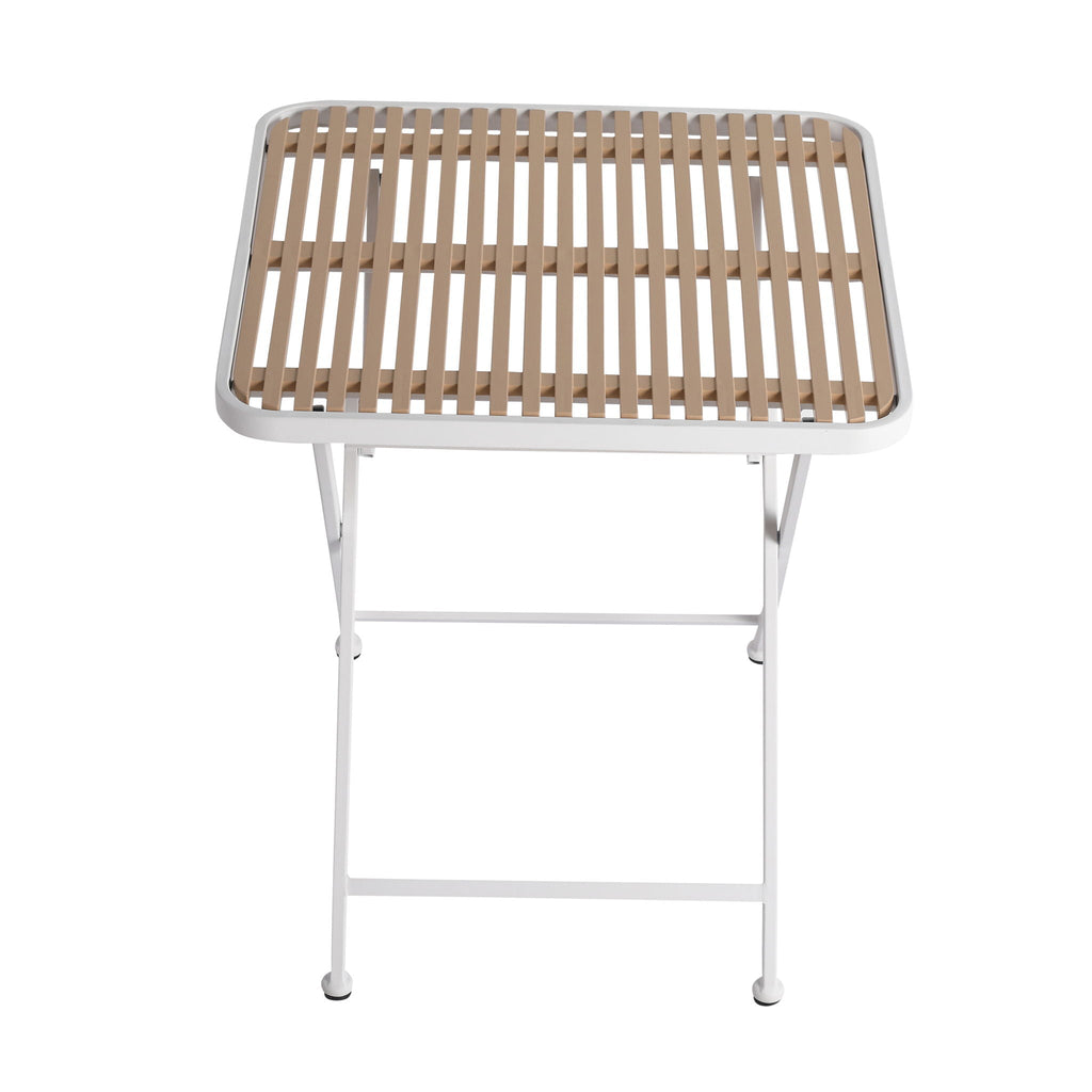 Modern Folding Square Table with Waterproof Top - Apricot / White