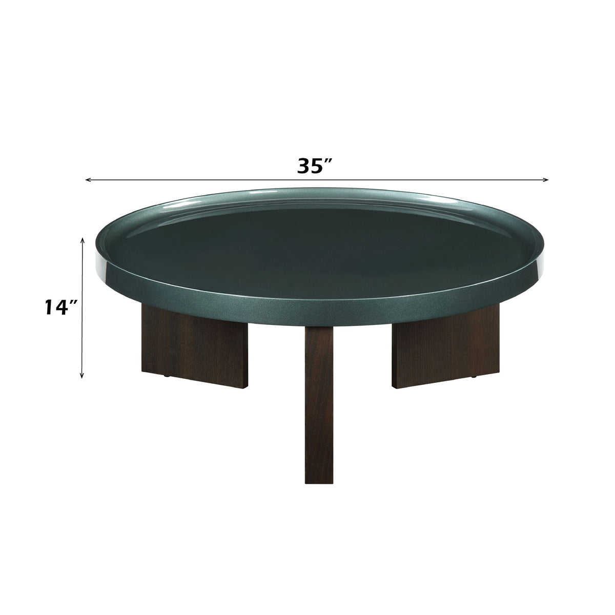 Elegant Design Coffee Table with High Gloss Top - Dark Green or Dark Brown