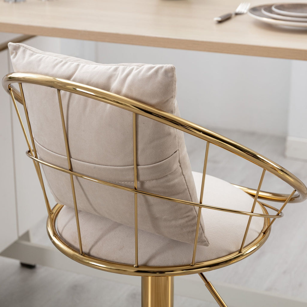 Adjustable Velvet Bar Stool Set with 360° Rotation - Multiple Colors