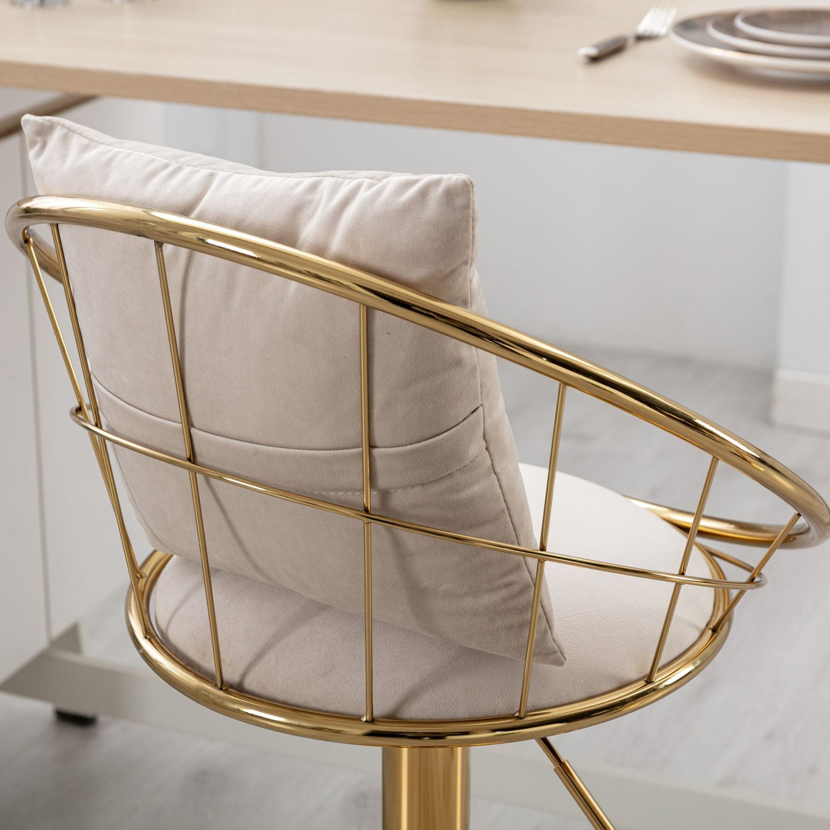 Adjustable Velvet Bar Stool Set with 360° Rotation - Multiple Colors