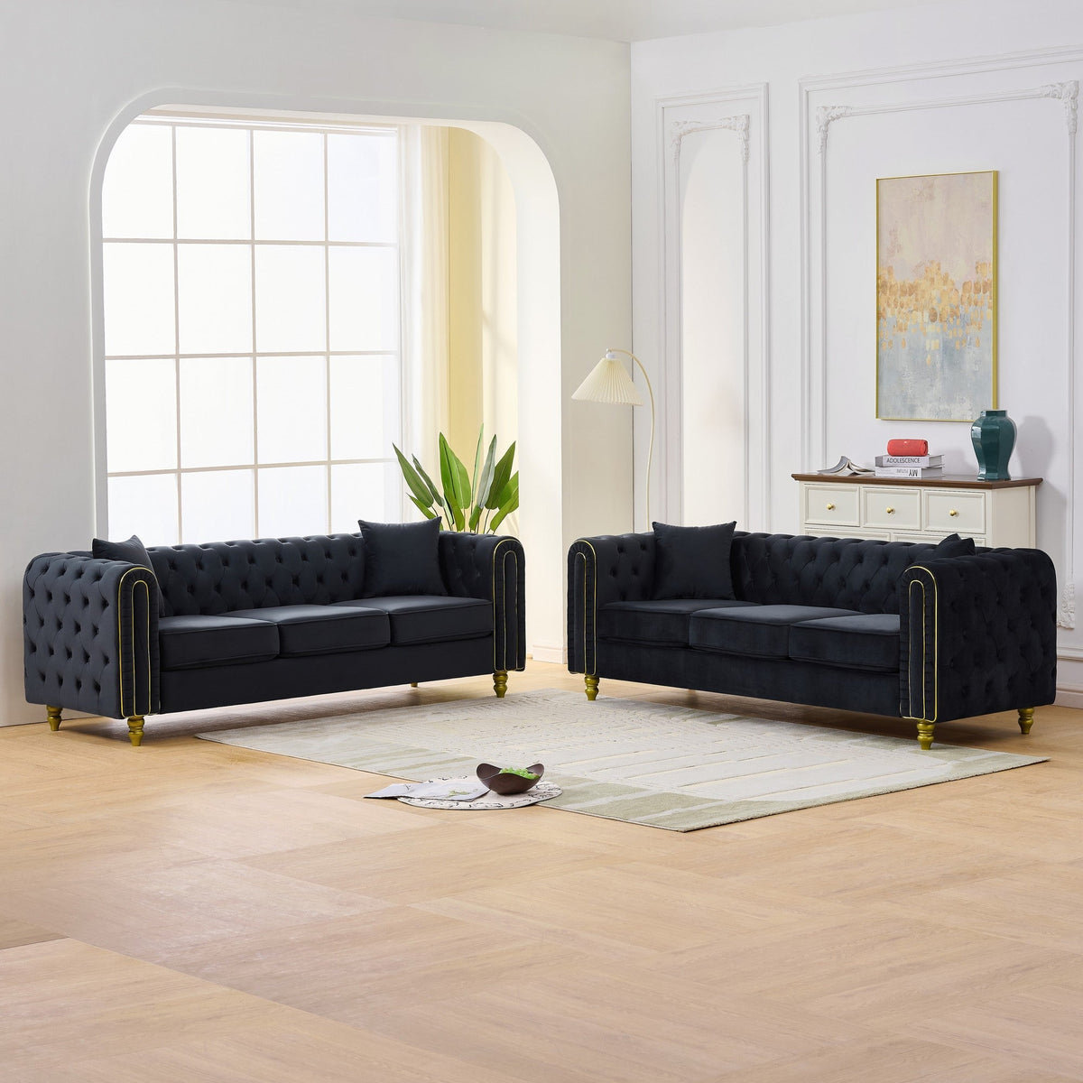 Modern Velvet Loveseat Sofa with Button Tufting