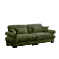 Modern Sofa with Bolstered Armrests and Pillows - Beige or Dark Green