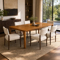 7-Piece Dining Table Set for 6 with Comfortable Upholstered Chairs - Walnut