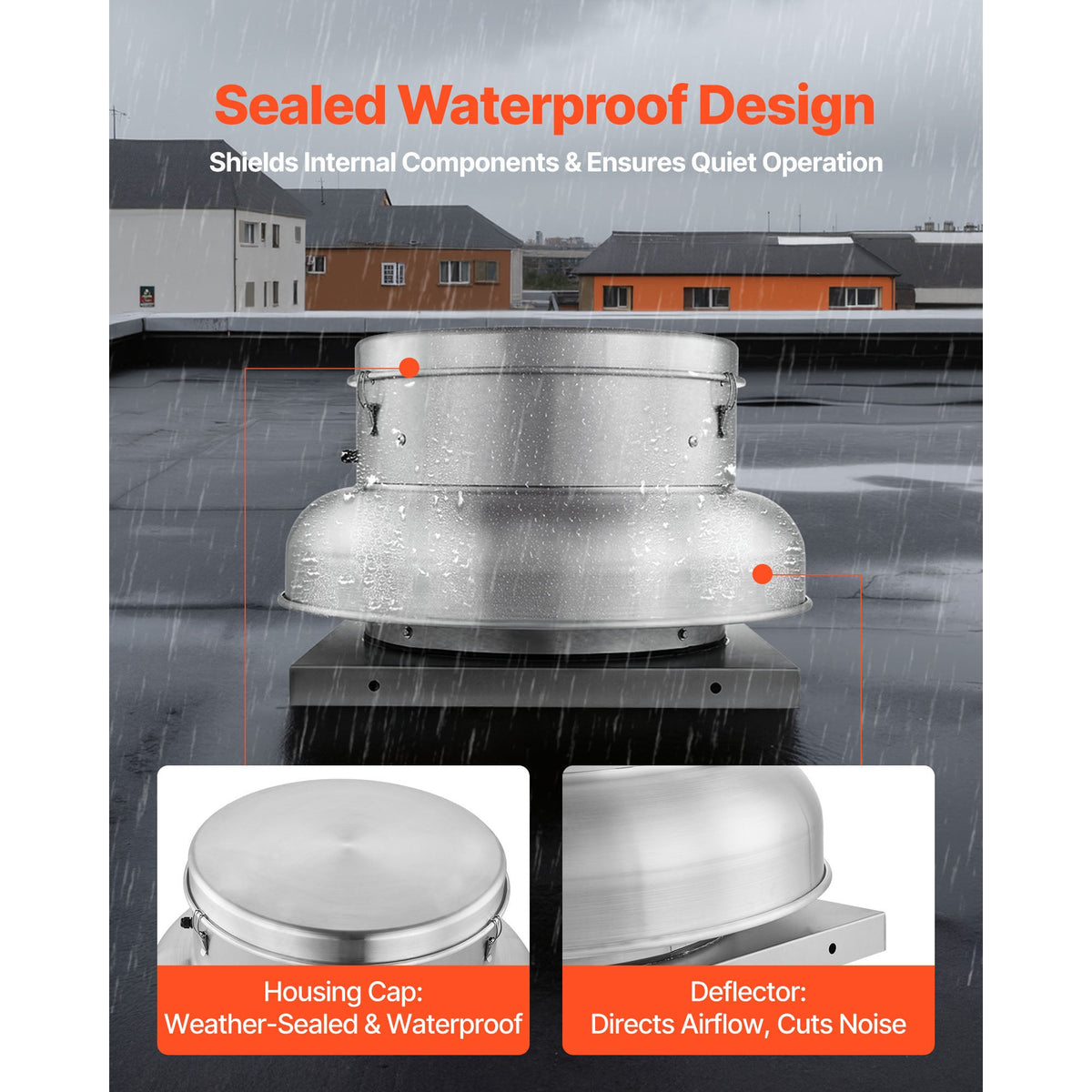 Roof Exhaust Fan with High-Power Motor and Adjustable Airflow - Aluminum Alloy